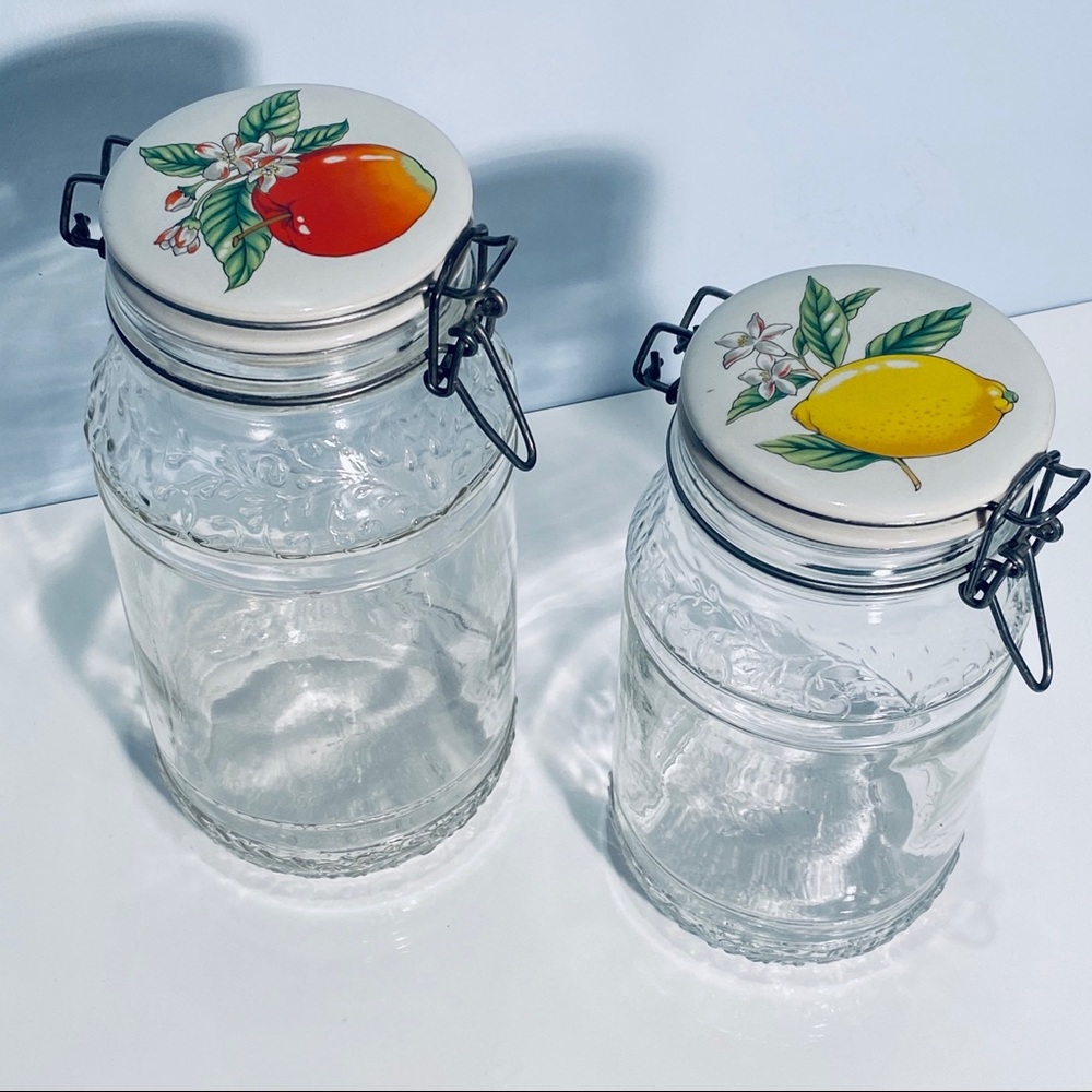 Vintage Clip Top Jar Hinged Ceramic Top Set Of 2 - Picture 1 of 16